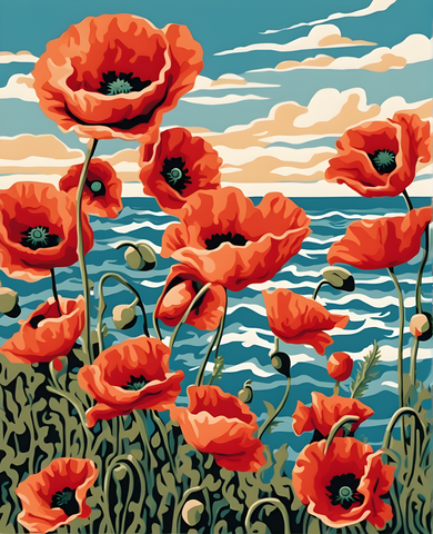 Poppies by the Sea (6) - Van-Go Paint-By-Number Kit