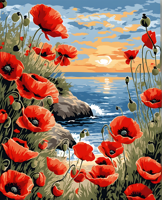 Poppies by the Sea (4) - Van-Go Paint-By-Number Kit
