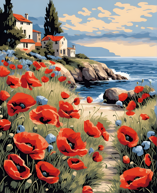 Poppies by the Sea (2) - Van-Go Paint-By-Number Kit