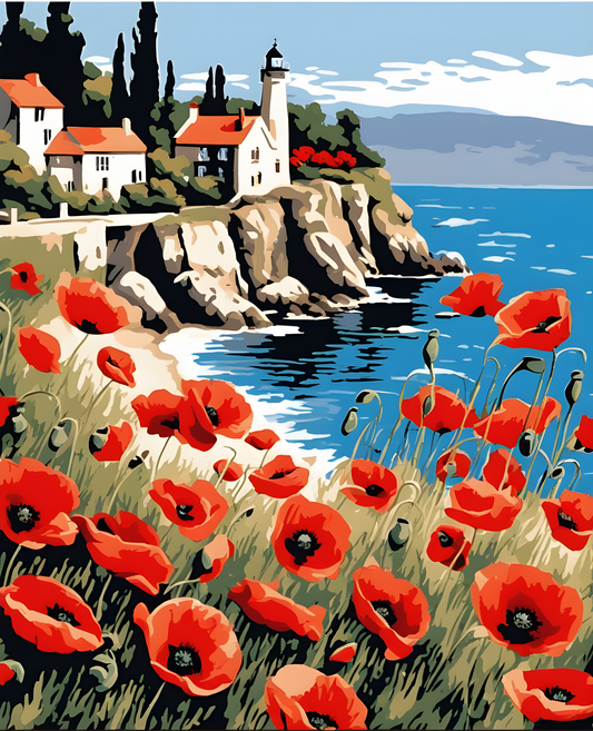 Poppies by the Sea (3) - Van-Go Paint-By-Number Kit