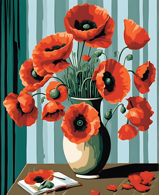 Poppies in a Vase (3) - Van-Go Paint-By-Number Kit