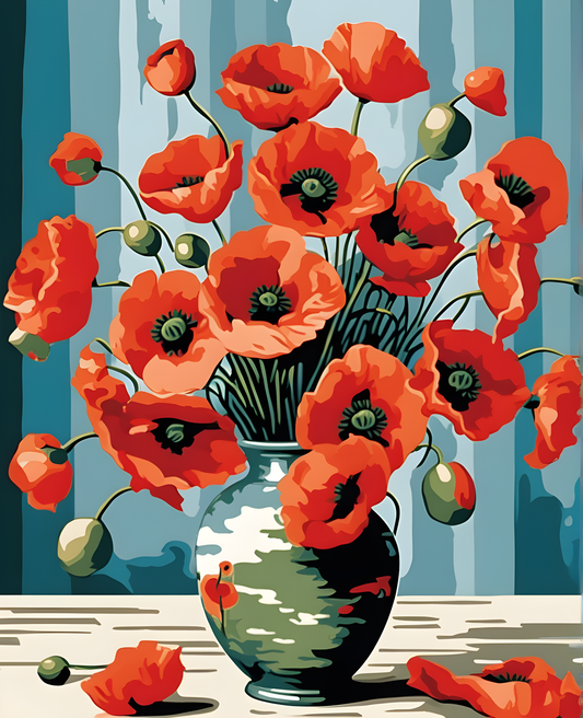 Poppies in a Vase (1) - Van-Go Paint-By-Number Kit