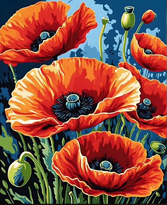 Flowers Collection OD (101) - Poppies - Van-Go Paint-By-Number Kit