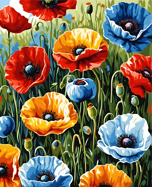 Flowers Collection OD (98) - Poppies - Van-Go Paint-By-Number Kit