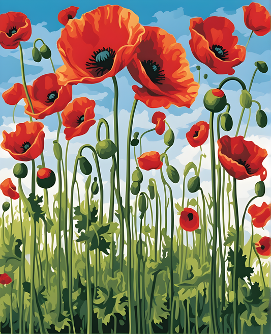 Flowers Collection OD (100) - Poppies - Van-Go Paint-By-Number Kit