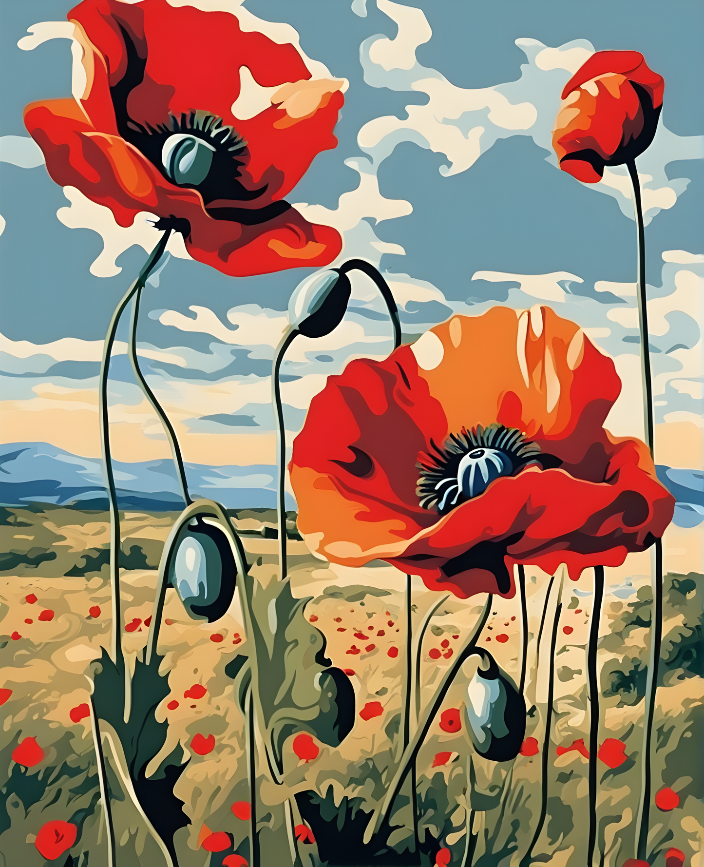 Flowers Collection OD (99) - Poppies - Van-Go Paint-By-Number Kit