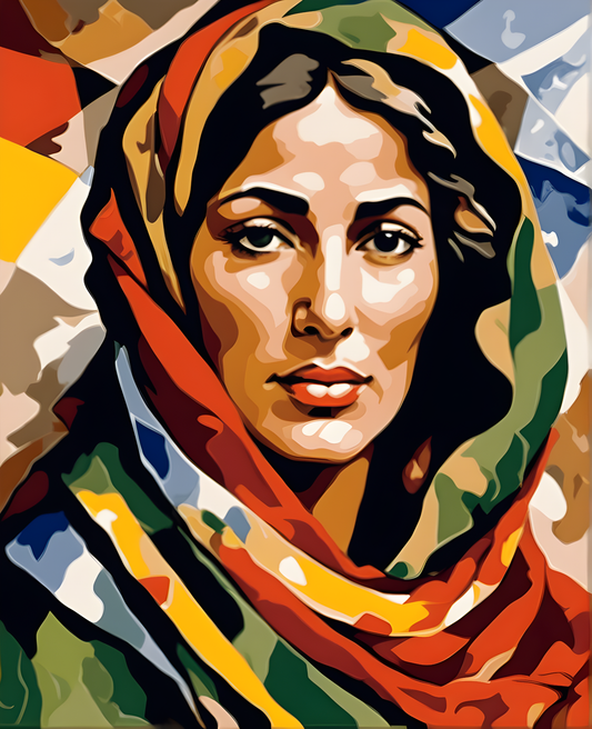 Portrait of a woman with a scarf (5) - Van-Go Paint-By-Number Kit