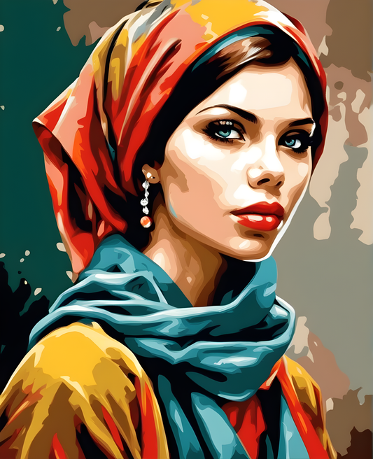 Portrait of a woman with a scarf (1) - Van-Go Paint-By-Number Kit