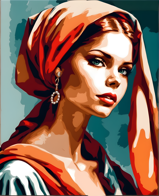 Portrait of a woman with a scarf (2) - Van-Go Paint-By-Number Kit