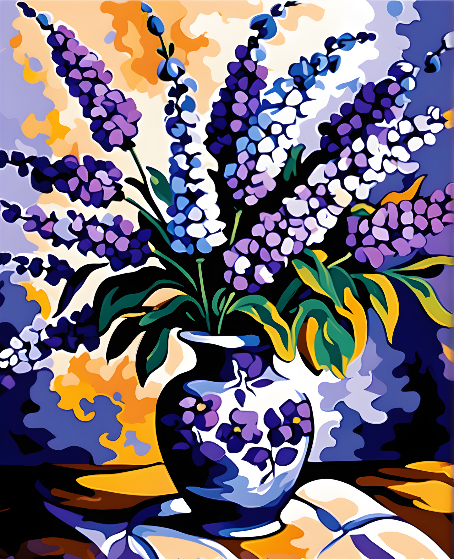 Purple Lavender Flowers in a Vase (2) - Van-Go Paint-By-Number Kit