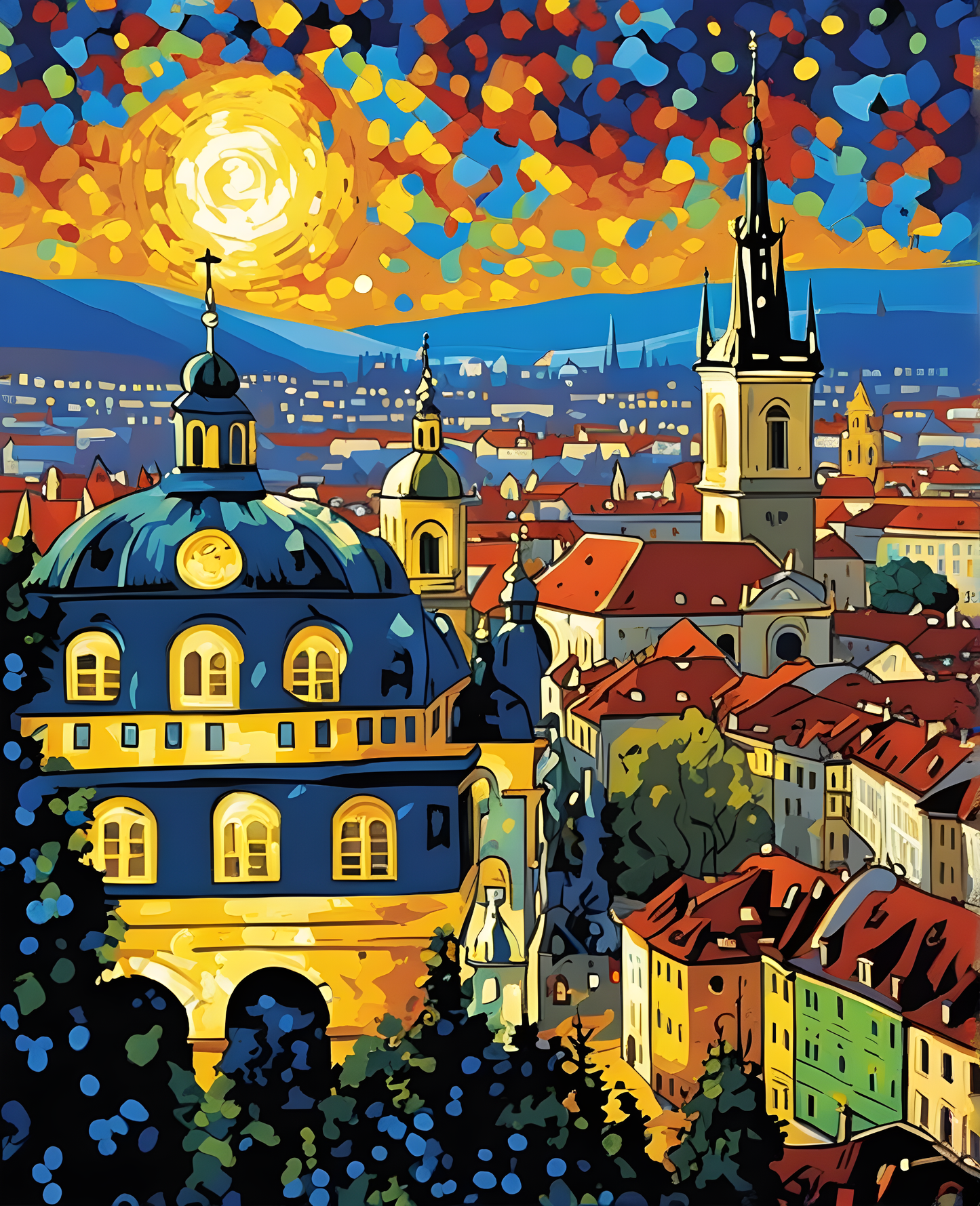 Prague, Old City (9) - at Starry Night - Van-Go Paint-By-Number Kit
