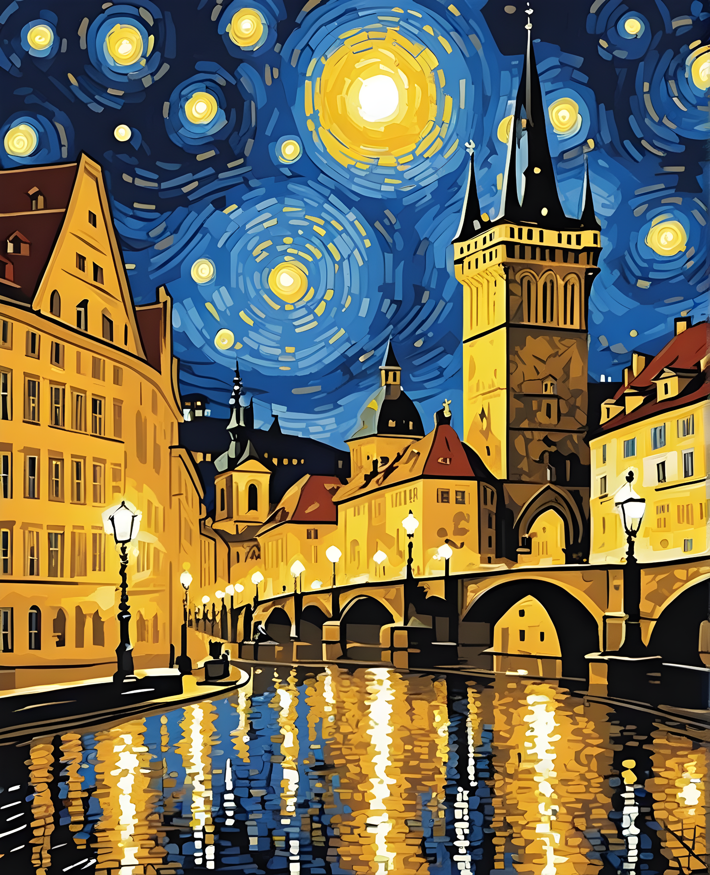 Prague, Old City (11) - at Starry Night - Van-Go Paint-By-Number Kit