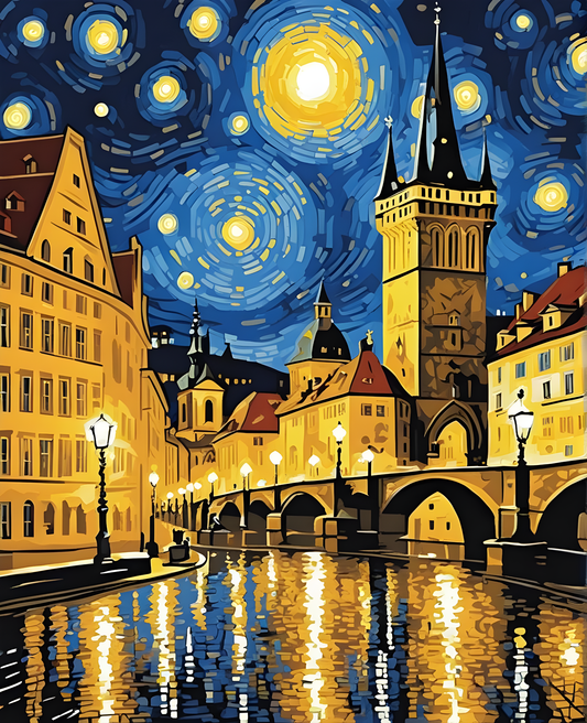 Prague, Old City (11) - at Starry Night - Van-Go Paint-By-Number Kit