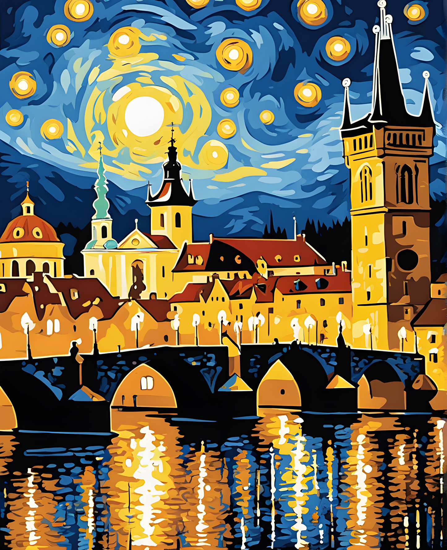 Prague, Old City (10) - at Starry Night - Van-Go Paint-By-Number Kit
