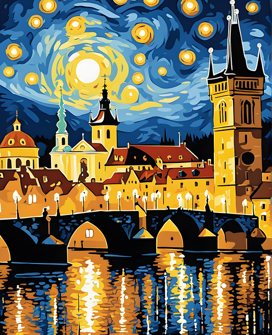 Prague, Old City (10) - at Starry Night - Van-Go Paint-By-Number Kit