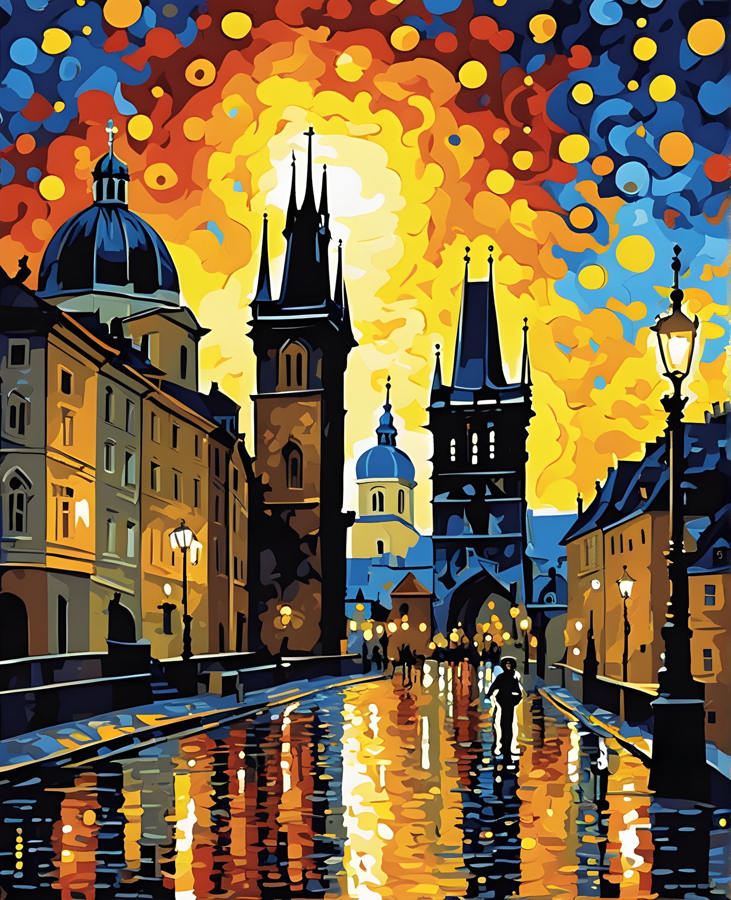 Prague, Old City (8) - at Starry Night - Van-Go Paint-By-Number Kit