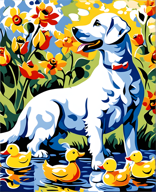 Puppy and Ducks (2) - Van-Go Paint-By-Number Kit