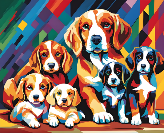 Puppies with Mother PD (1) - Van-Go Paint-By-Number Kit