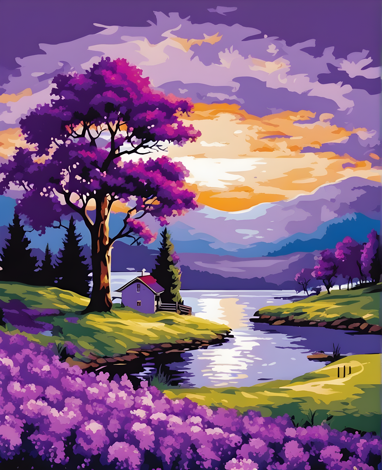 Purple Landscape (5) - Van-Go Paint-By-Number Kit