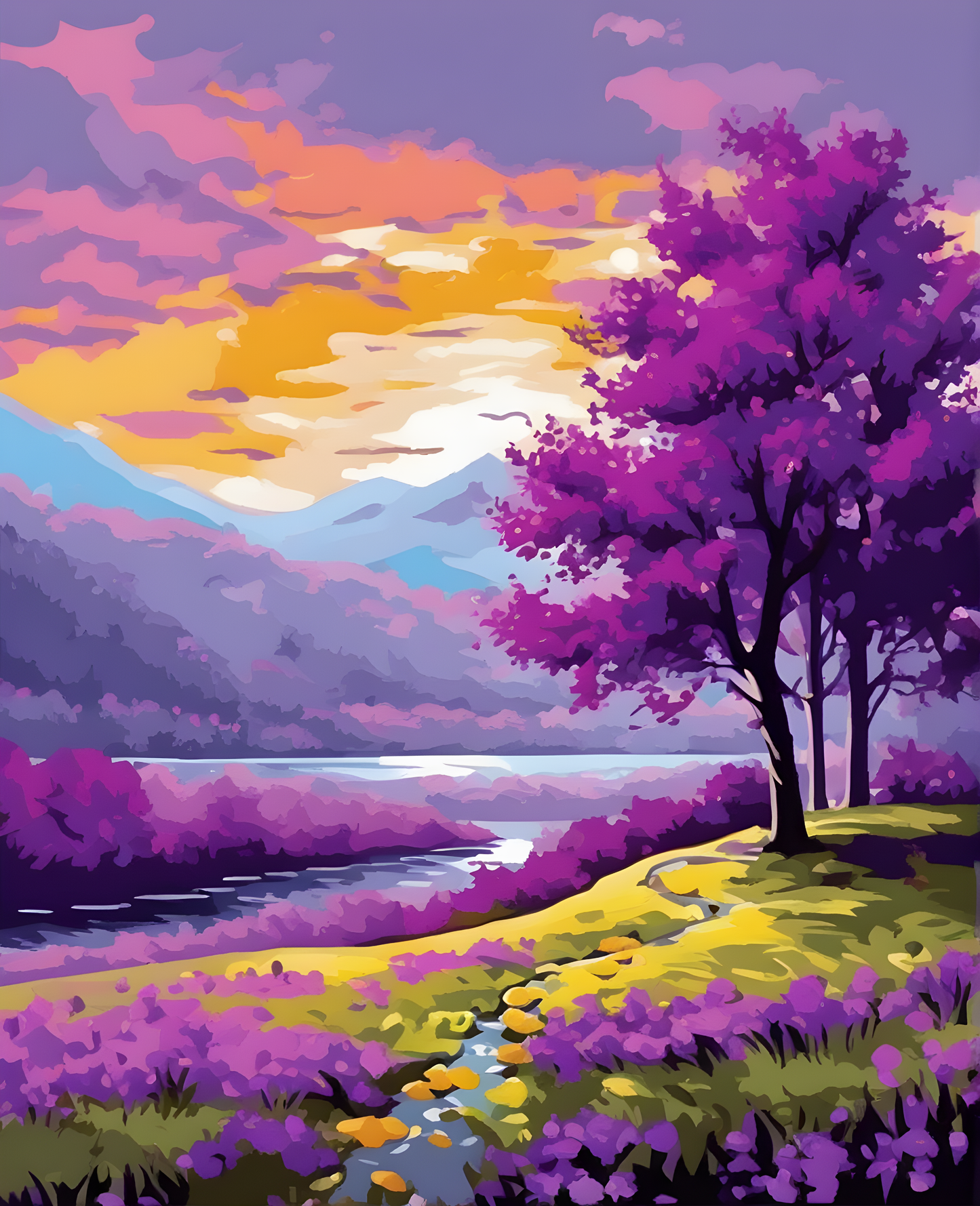 Purple Landscape (1) - Van-Go Paint-By-Number Kit