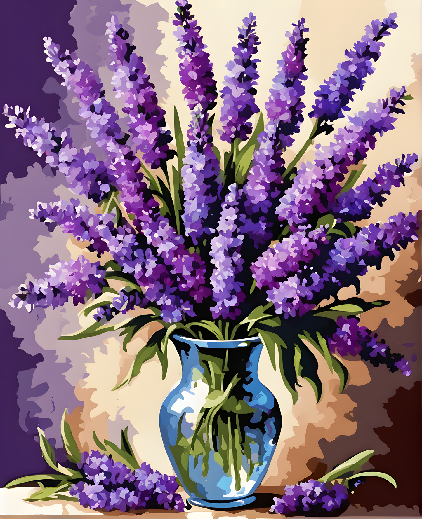 Purple Lavender Flowers in a Vase (4) - Van-Go Paint-By-Number Kit