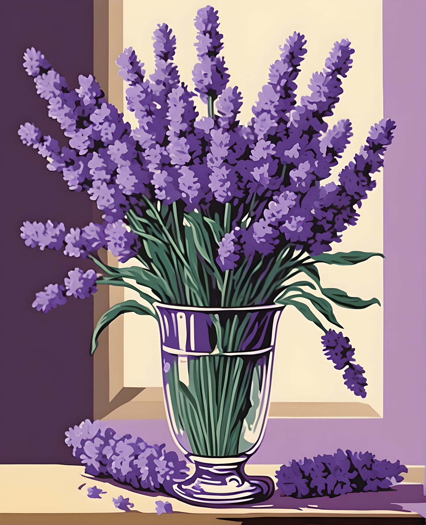 Purple Lavender Flowers in a Vase (6) - Van-Go Paint-By-Number Kit
