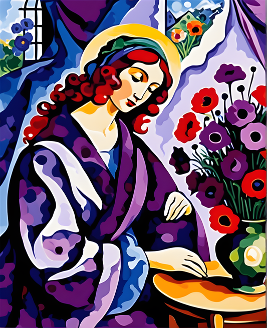 Purple Robe and Anemones (4) - Van-Go Paint-By-Number Kit