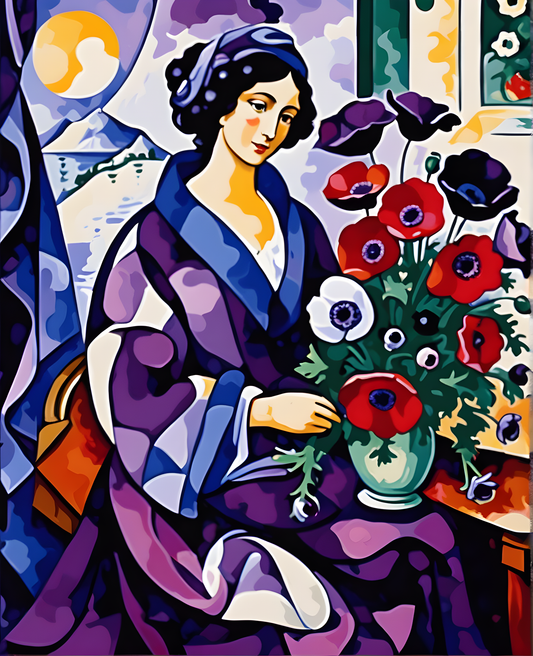 Purple Robe and Anemones (5) - Van-Go Paint-By-Number Kit