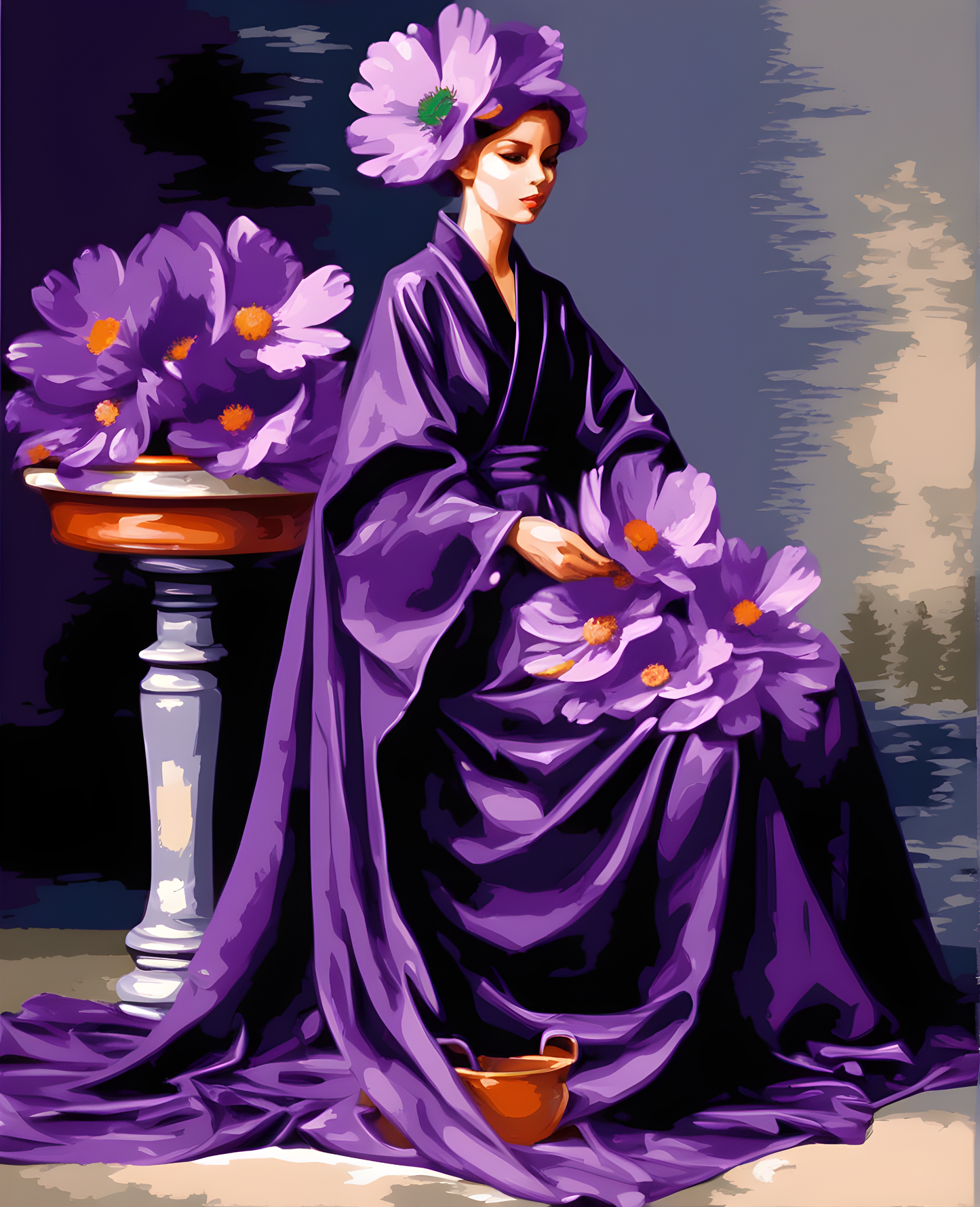 Purple Robe and Anemones (2) - Van-Go Paint-By-Number Kit