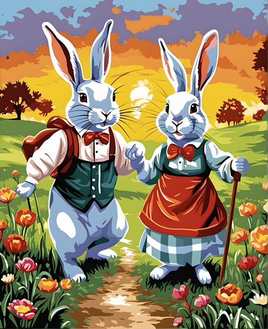 Rabbit Couple (3) - Van-Go Paint-By-Number Kit