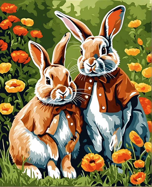 Rabbit Couple (2) - Van-Go Paint-By-Number Kit