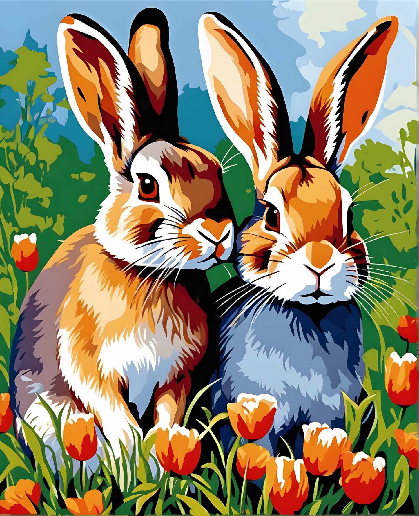 Rabbit Couple (4) - Van-Go Paint-By-Number Kit