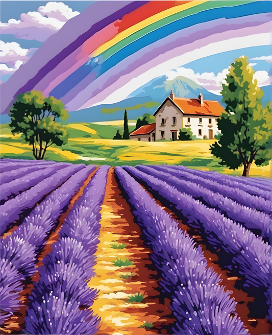 Rainbow over lavender field (2) - Van-Go Paint-By-Number Kit