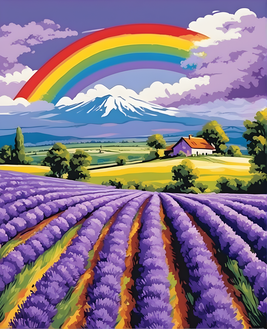 Rainbow over lavender field (1) - Van-Go Paint-By-Number Kit