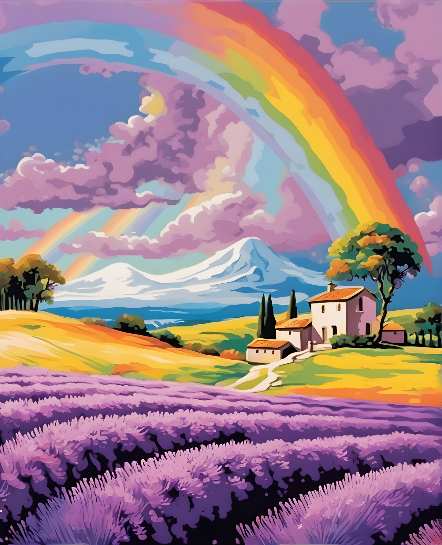 Rainbow over lavender field (3) - Van-Go Paint-By-Number Kit