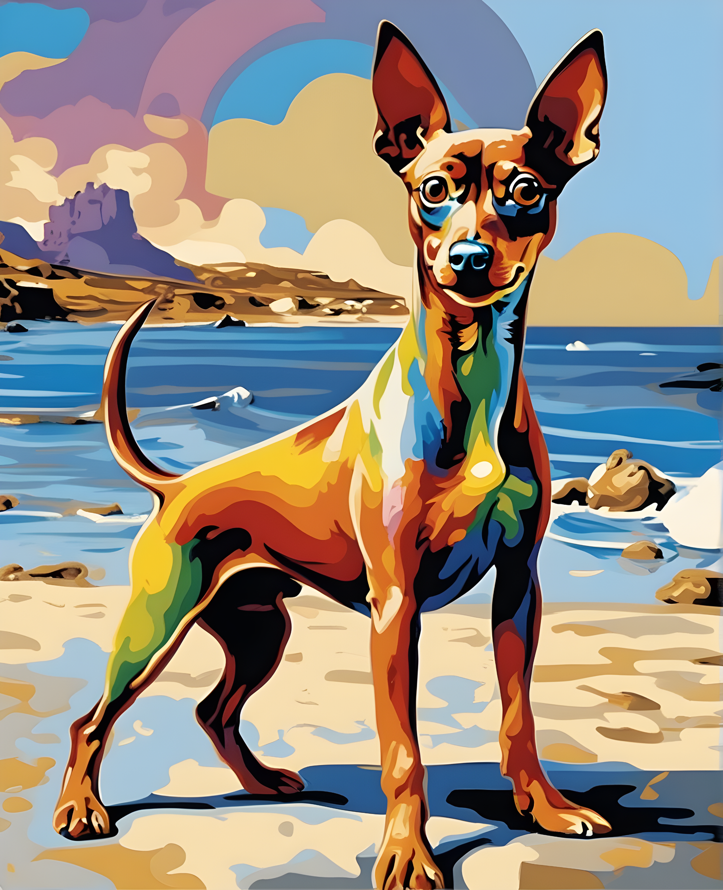 Rainbow Pinscher (2) - Van-Go Paint-By-Number Kit