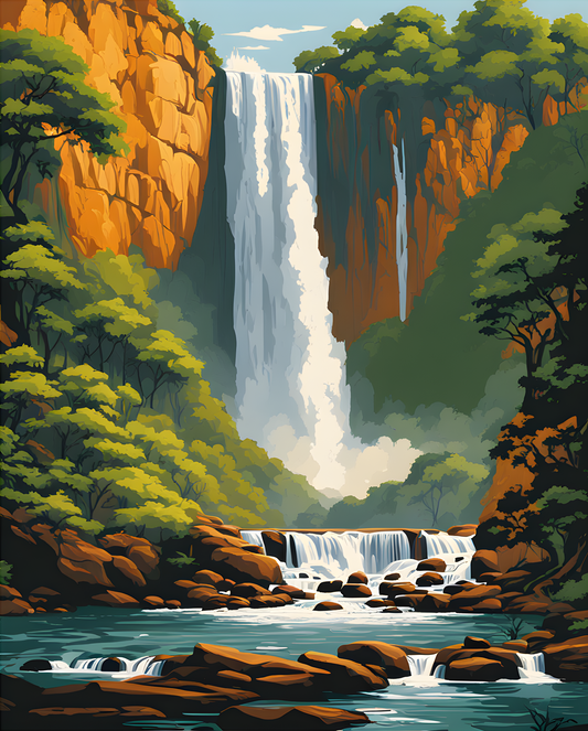 Sri Lanka Collection PD (36) - Ravana Falls -  Van-Go Paint-By-Number Kit