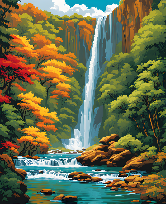 Sri Lanka Collection PD (37) - Ravana Falls -  Van-Go Paint-By-Number Kit