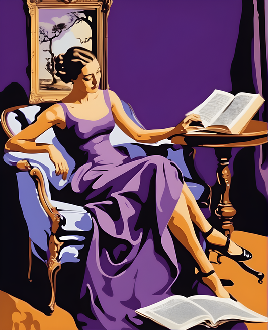 Reading Woman In Violet Dress (2) - Van-Go Paint-By-Number Kit