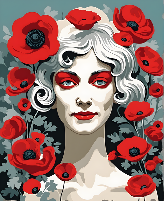 Red Anemones Lady (2) - Van-Go Paint-By-Number Kit