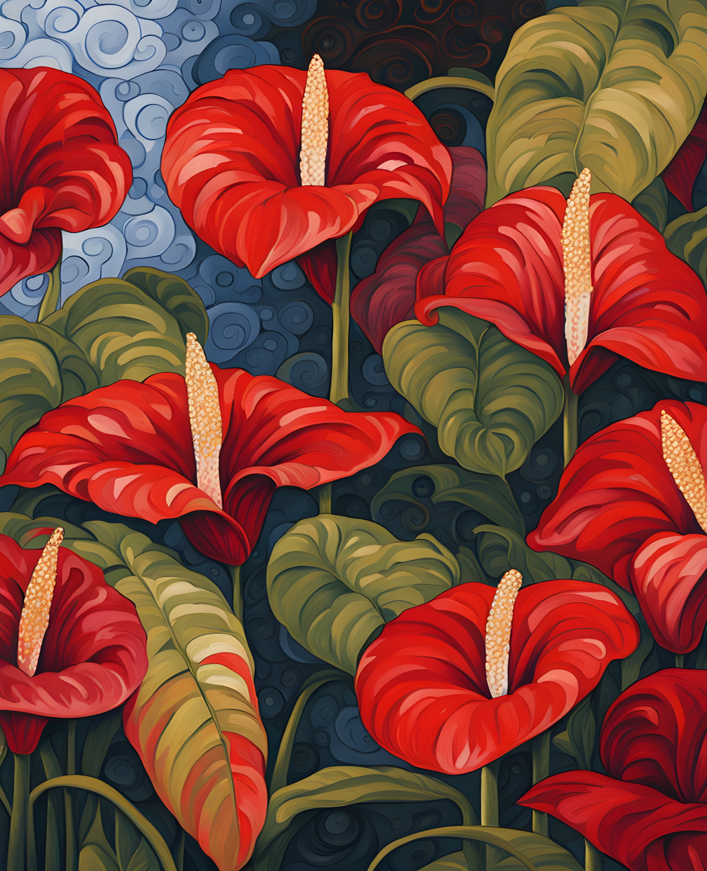 Exotic Flowers Collection (65) - Red Anthurium Flower - Van-Go Paint-By-Number Kit