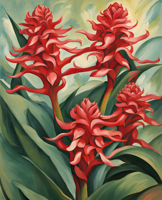 Exotic Flowers Collection (67) - Red Ginger Flower - Van-Go Paint-By-Number Kit