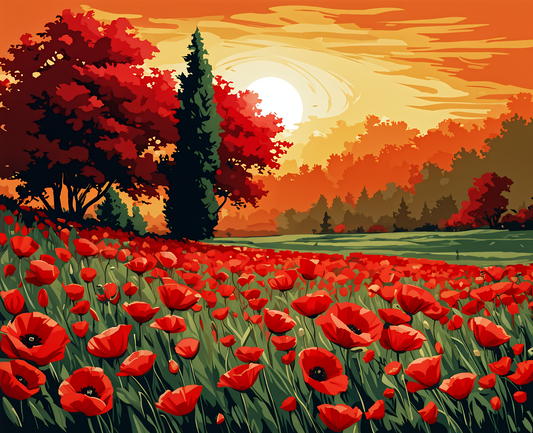 Red poppies PD (2) - Van-Go Paint-By-Number Kit