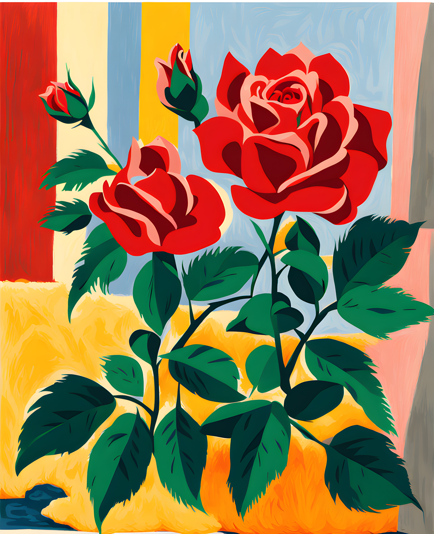 Red Rose (3) - Van-Go Paint-By-Number Kit