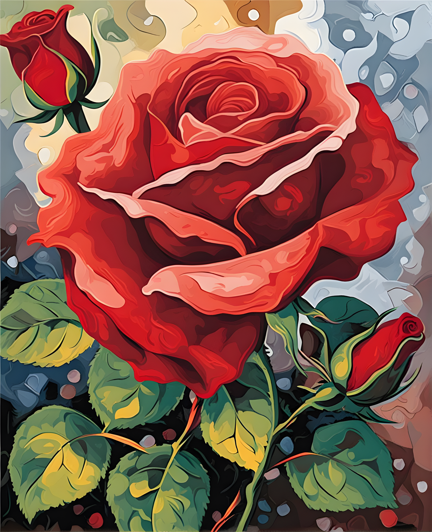 Red Rose - Van-Go Paint-By-Number Kit