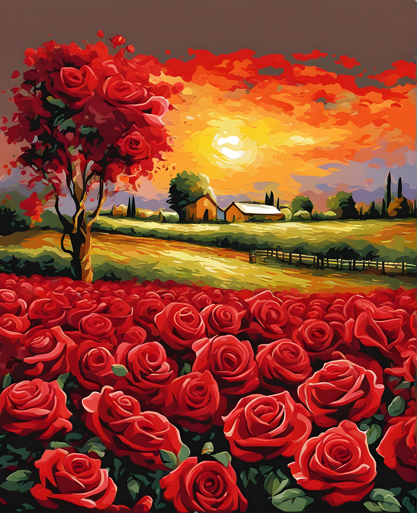 Red Roses Field (6) - Van-Go Paint-By-Number Kit