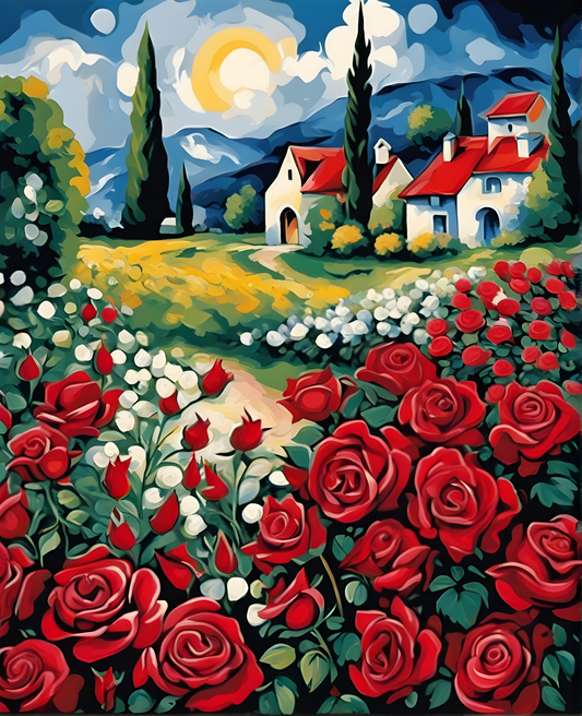 Red Roses Field (1) - Van-Go Paint-By-Number Kit