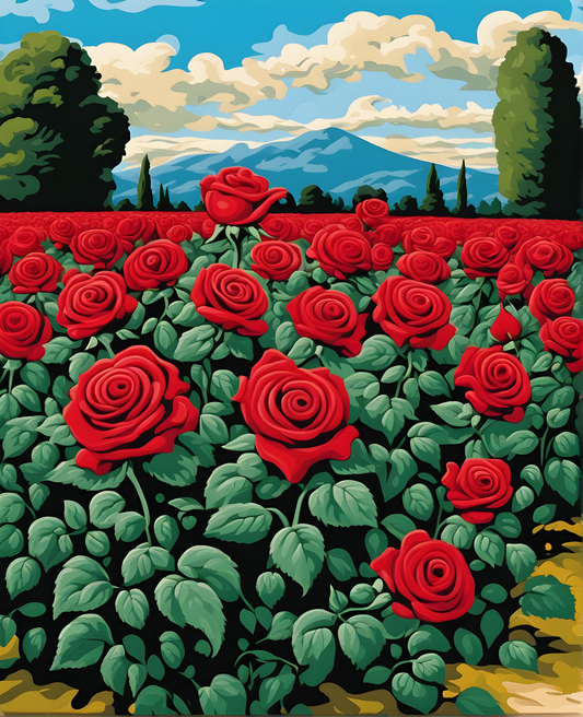 Red Roses Field (5) - Van-Go Paint-By-Number Kit