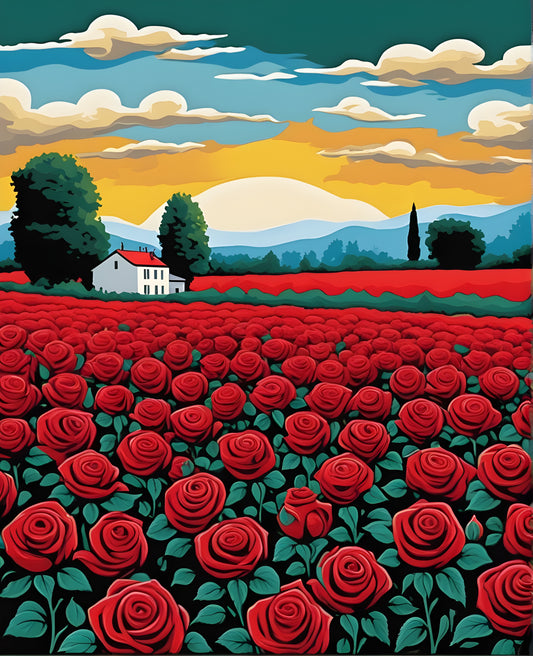 Red Roses Field (3) - Van-Go Paint-By-Number Kit
