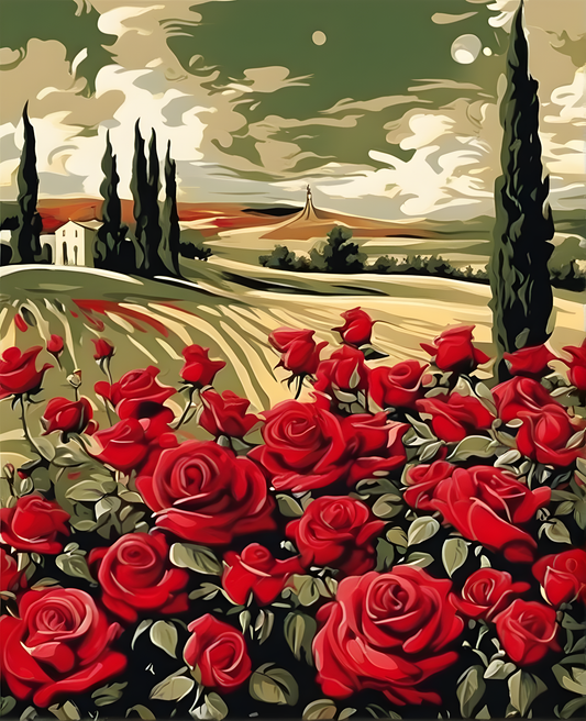 Red Roses Field (4) - Van-Go Paint-By-Number Kit